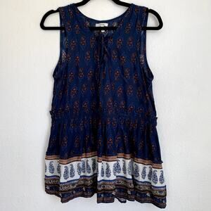 5/$25 Maurices Paisley Tank Top Lace Up Neckline